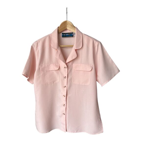 Vintage Shaver Lake Blouse Womens Size Medium Light Pink 80’s Style Button‎ Down - Picture 7 of 7